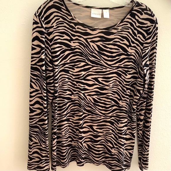Chicos animal print long sleeve top size 1 - Picture 1 of 3